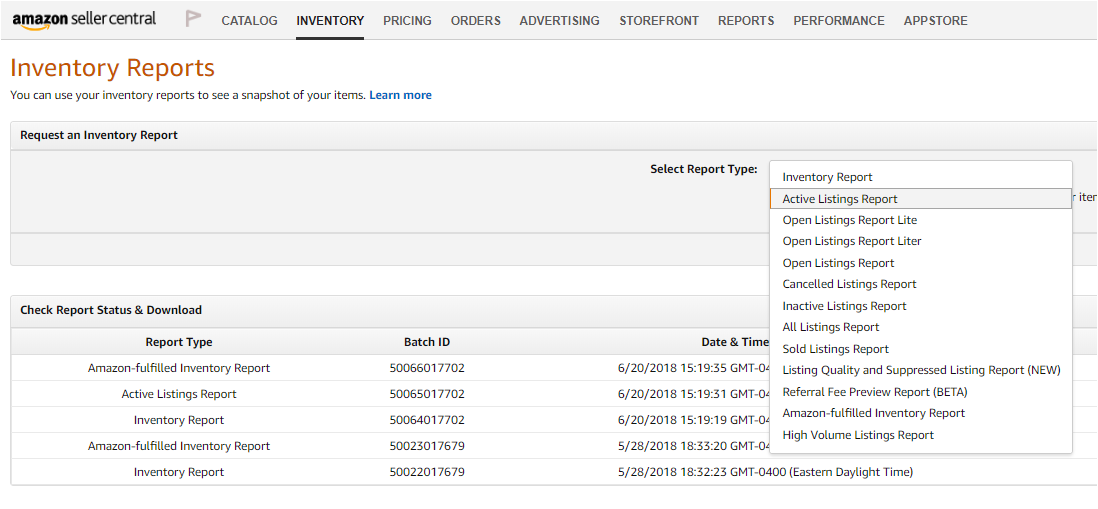 How to get my Amazon Inventory Report? SellersFunding